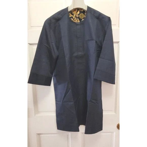 LOT: 3 Men's Kurta Pant Sets - Navy, Tan, Black - 46" Chest - New in Pkgs - Picture 2 of 7